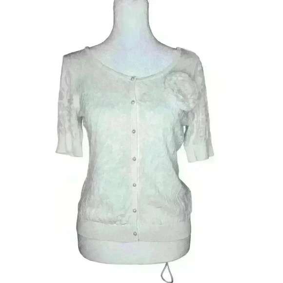 White House Black Market Tops - White house black market women's ivory sheer blouse size small